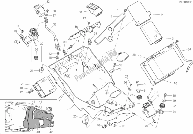 Toutes les pièces pour le Support De Batterie du Ducati Multistrada 1260 S Grand Tour USA 2020